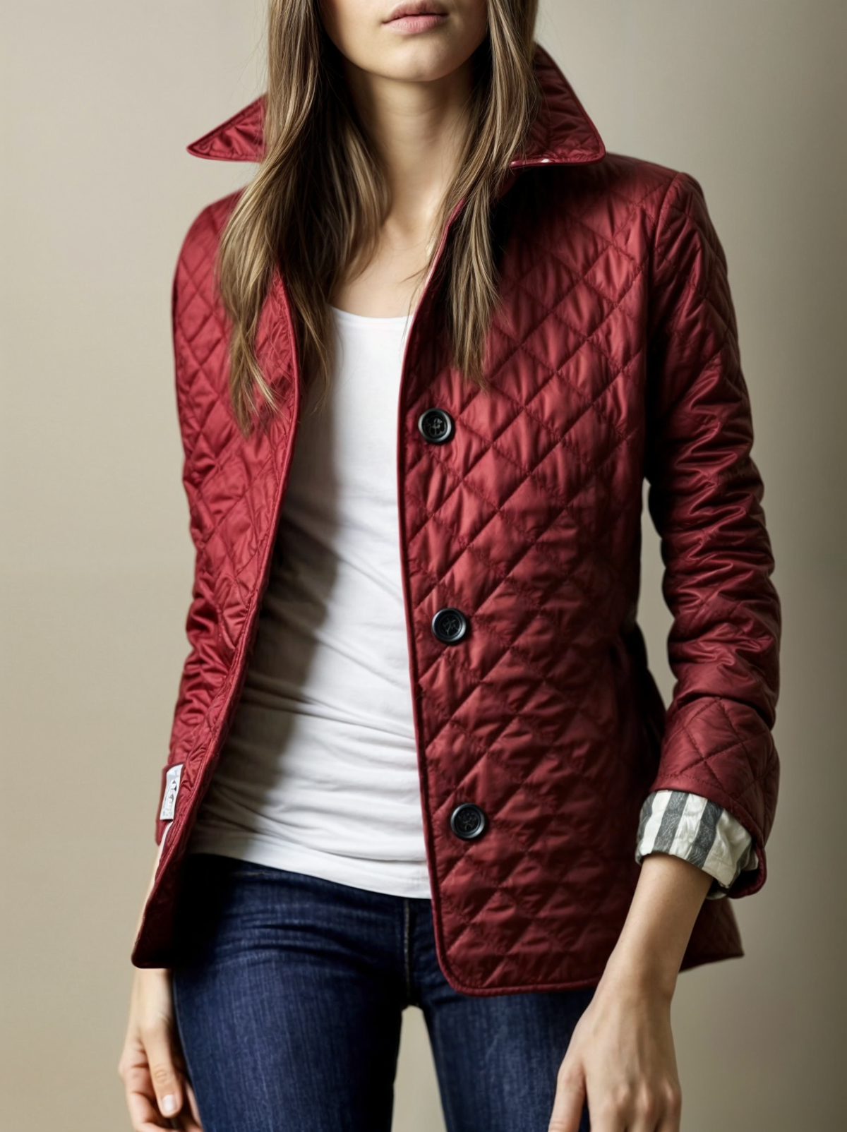 Abrigo acolchado con cuello para mujer