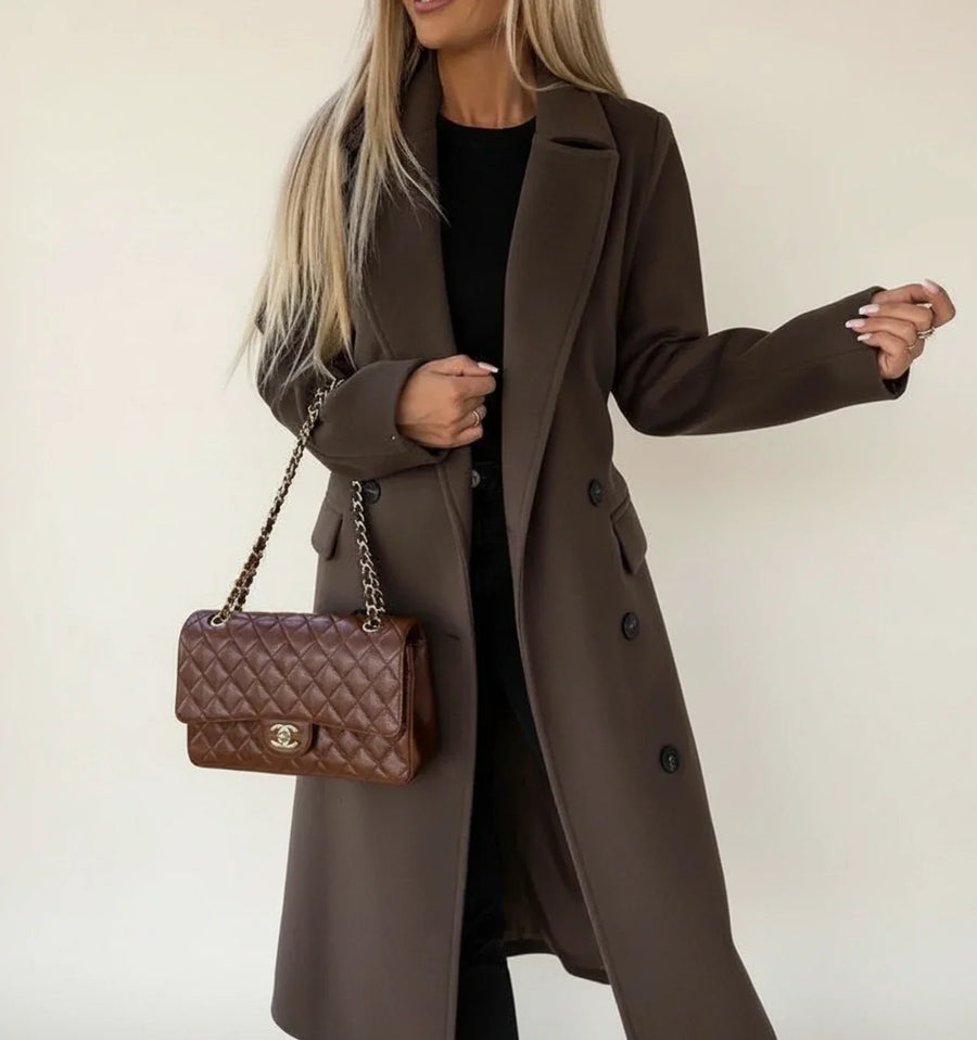 Abrigo midi de invierno para mujer con cinturón