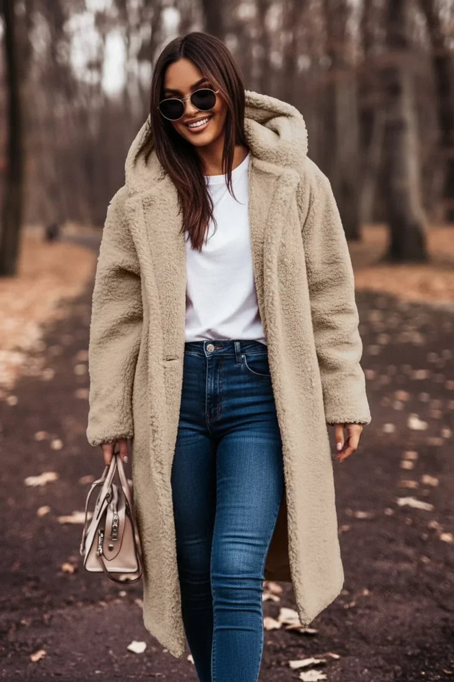 Abrigo Teddy con Capucha para Mujer