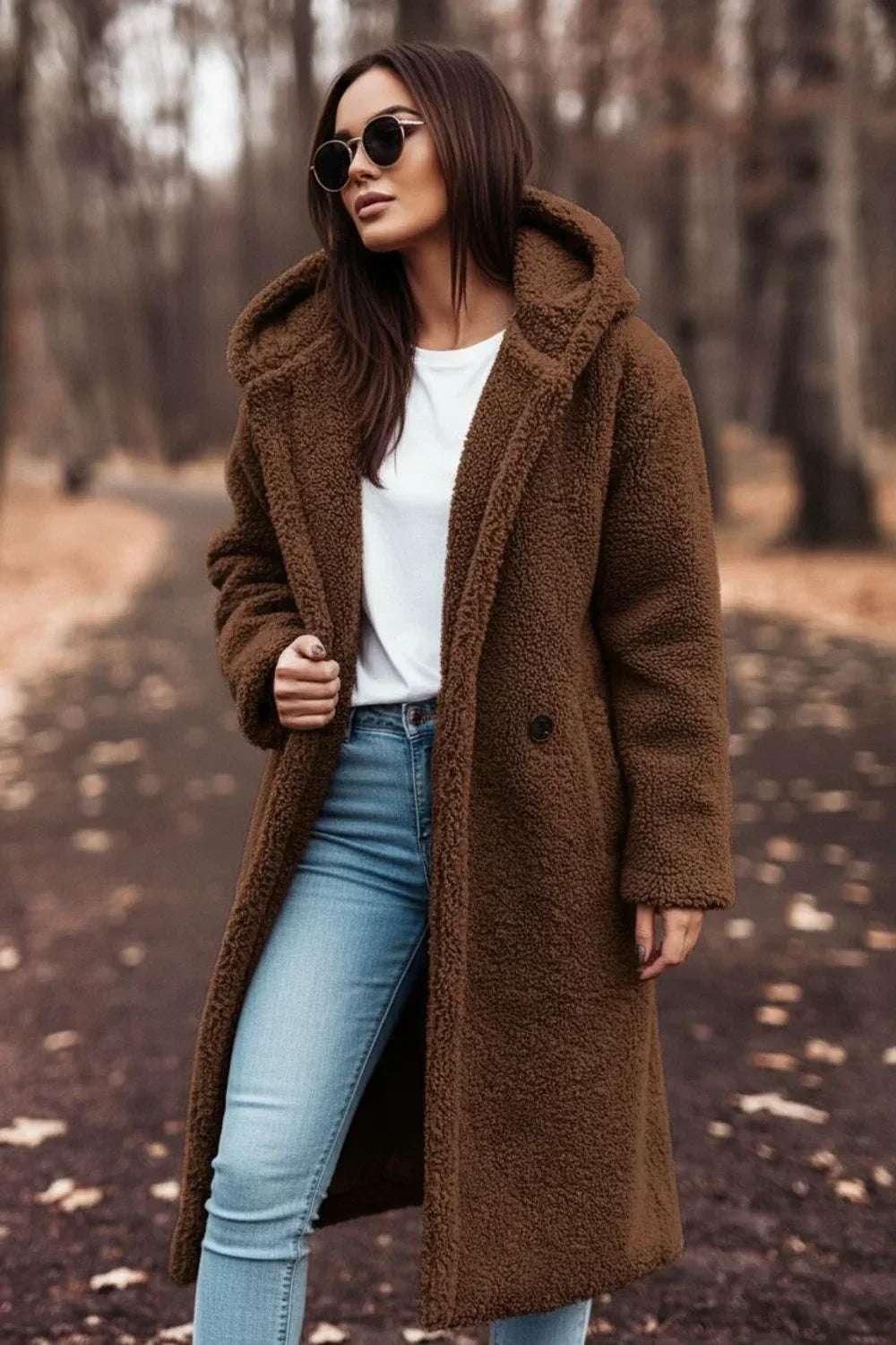 Abrigo Teddy con Capucha para Mujer