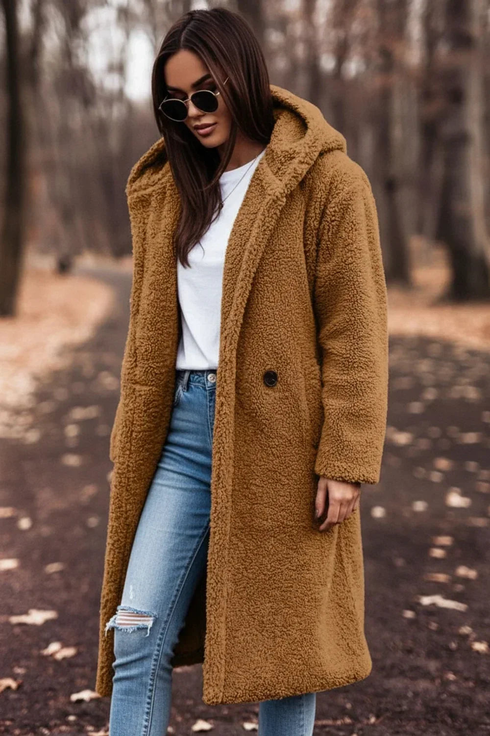 Abrigo Teddy con Capucha para Mujer