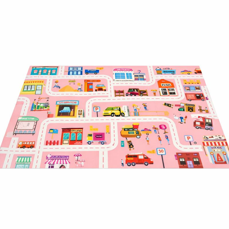 Alfombra de juego de franela con diseño de carreteras para habitación infantil