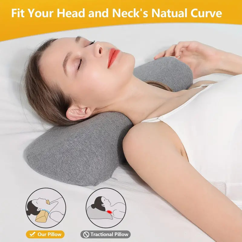 Almohada cervical anatómica de espuma viscoelástica para soporte del sueño y alivio del dolor de cuello