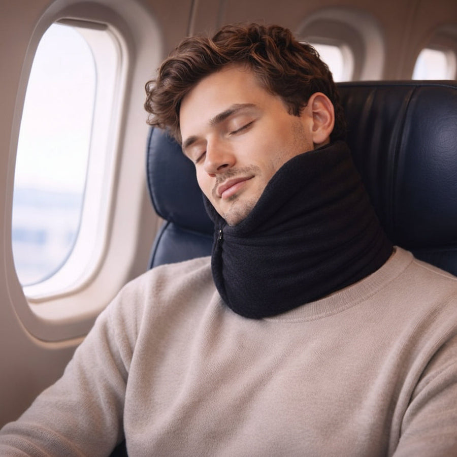 Almohada de Viaje Envolvente para Soporte Cervical Compacto y Descanso Erguido