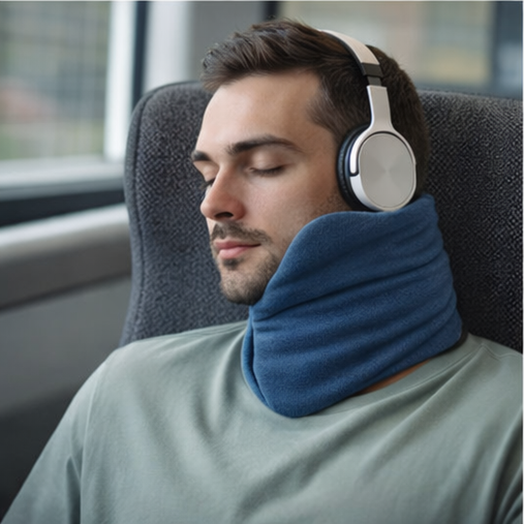 Almohada de Viaje Envolvente para Soporte Cervical Compacto y Descanso Erguido