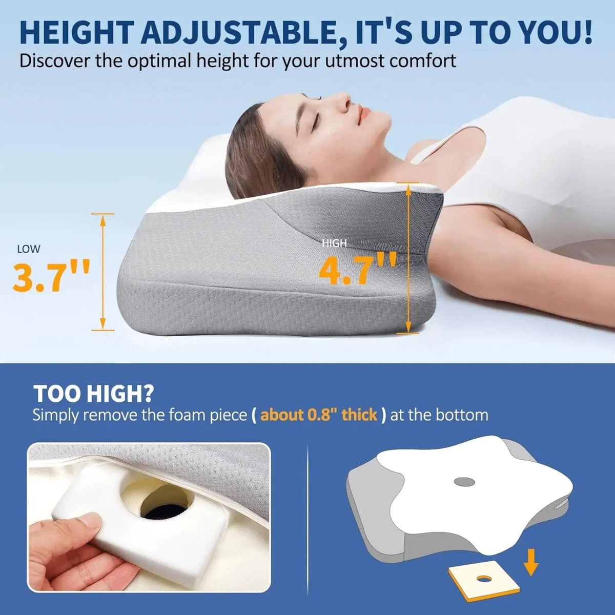 Almohada ortopédica de espuma viscoelástica con forma de mariposa - Almohada anatómica para aliviar el dolor