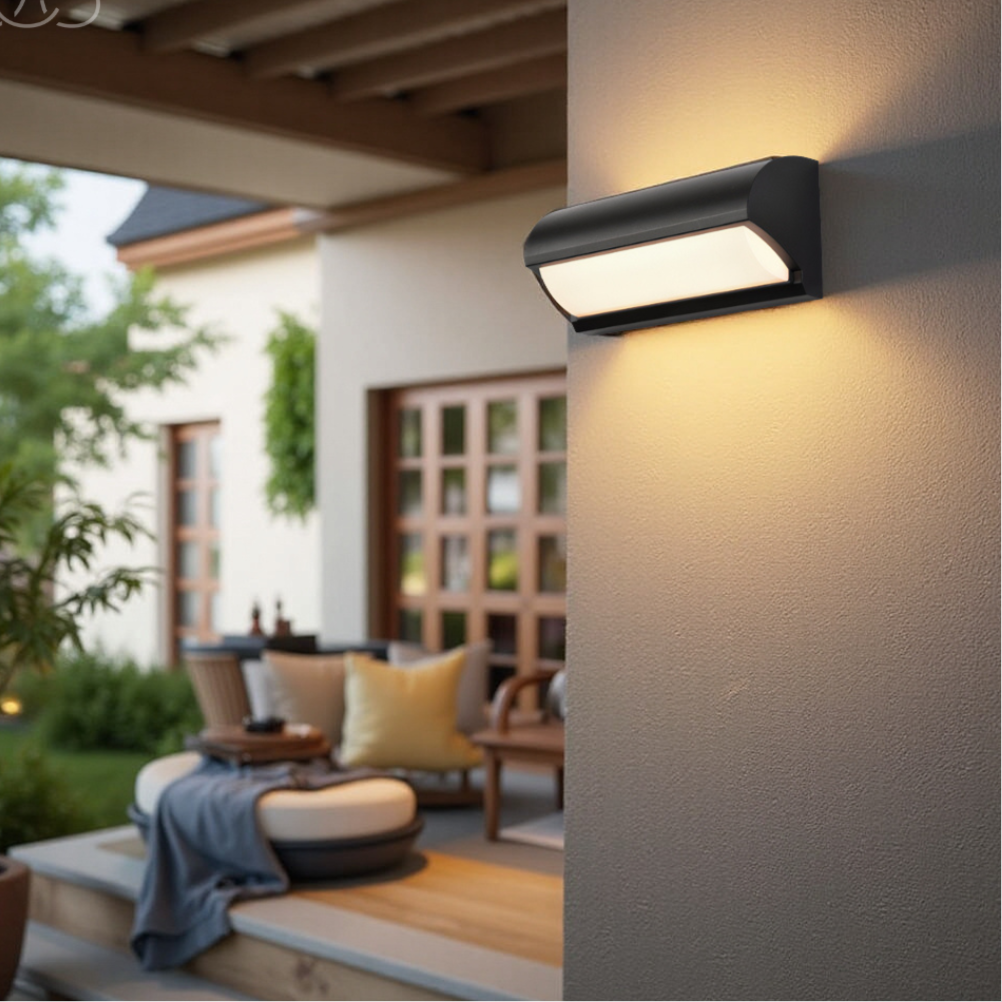 Aplique de pared LED moderno para exterior en color negro – Iluminación cálida resistente a la intemperie para jardín, patio y entradas