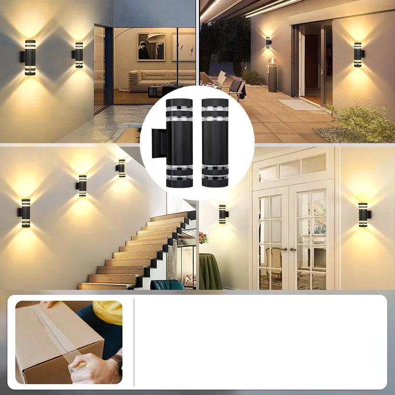 Aplique de pared LED moderno para exterior IP65 – Diseño bidireccional Up & Down con casquillo E27