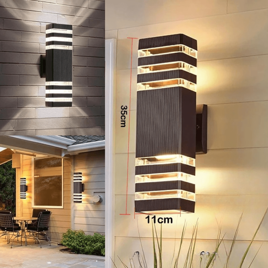 Aplique de pared LED moderno para exterior IP65 – Diseño bidireccional Up & Down con casquillo E27