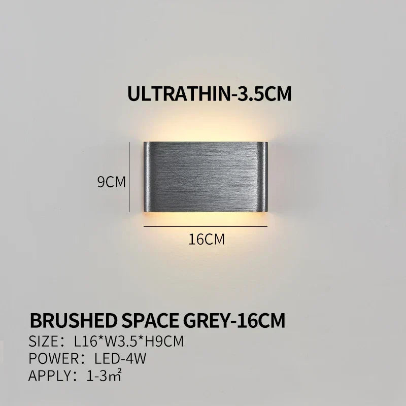 Aplique de pared LED plano de aluminio con pantalla acrílica
