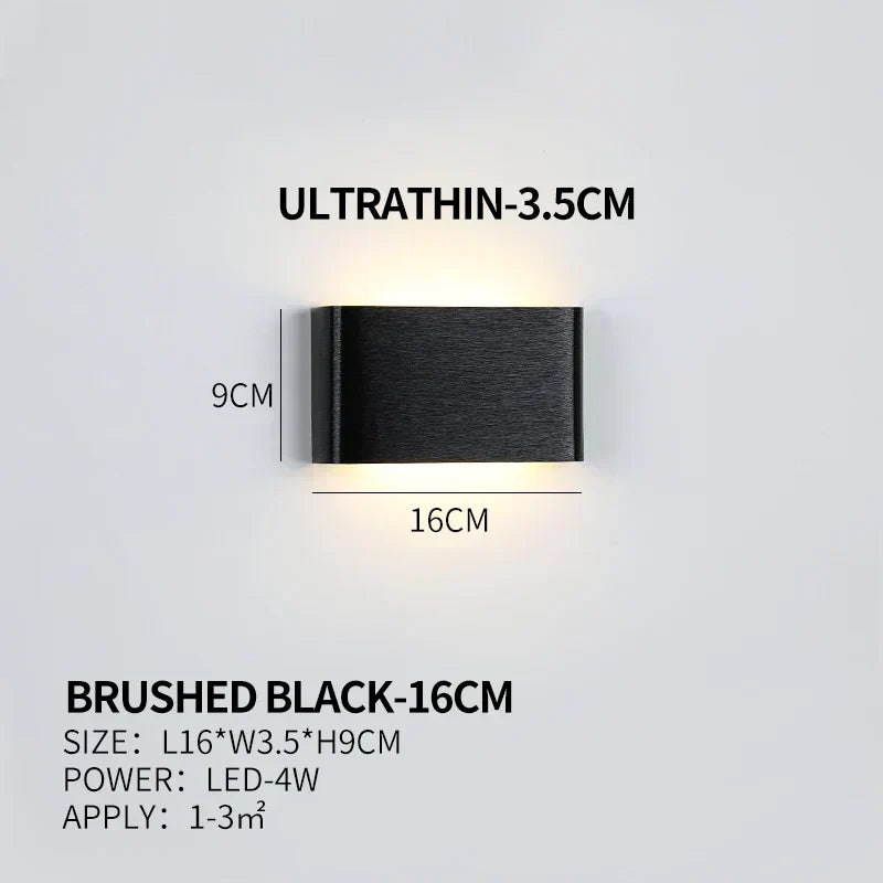 Aplique de pared LED plano de aluminio con pantalla acrílica