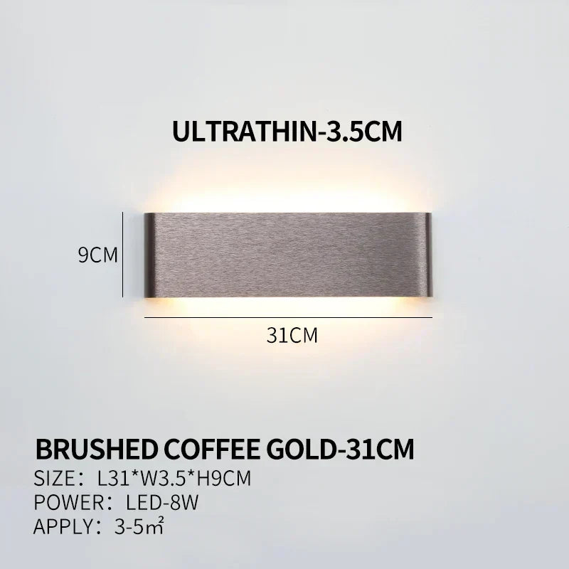Aplique de pared LED plano de aluminio con pantalla acrílica