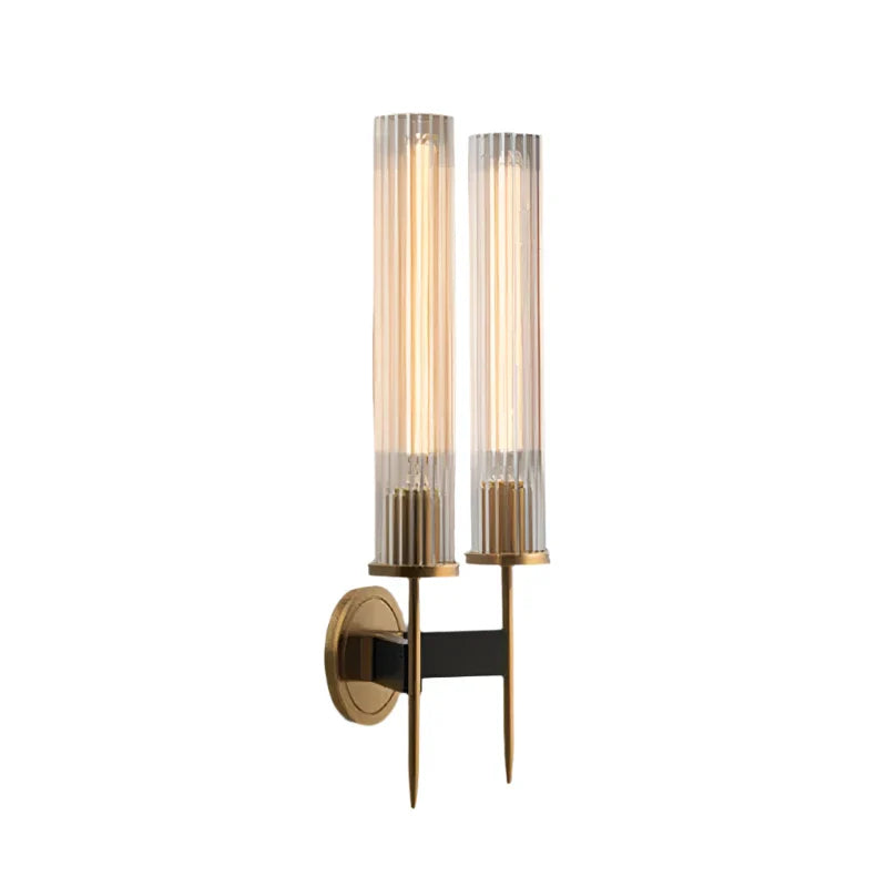 Aplique de pared moderno de cristal acanalado con acabado en cobre – 30 cm de altura