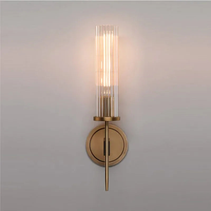 Aplique de pared moderno de cristal acanalado con acabado en cobre – 30 cm de altura