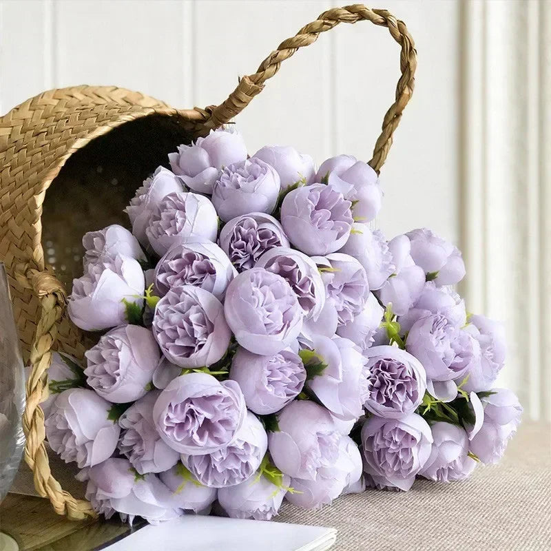 Arreglo floral de peonías de seda – Colección Tonos Románticos