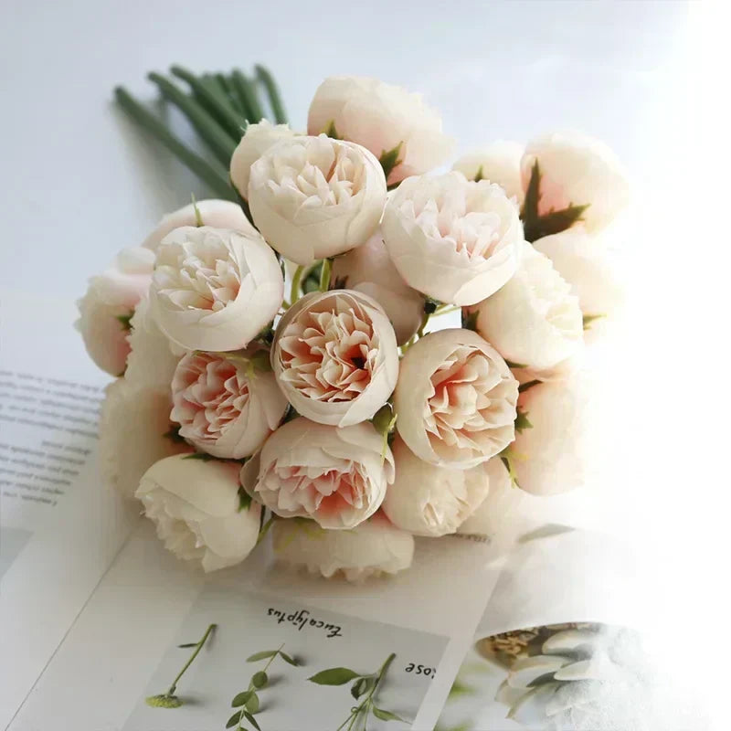 Arreglo floral de peonías de seda – Colección Tonos Románticos