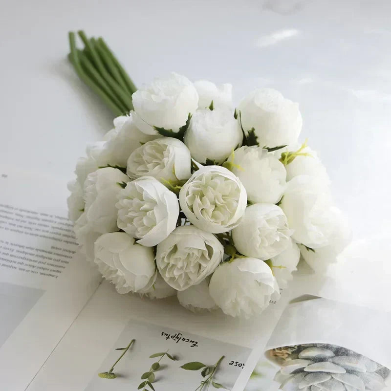 Arreglo floral de peonías de seda – Colección Tonos Románticos