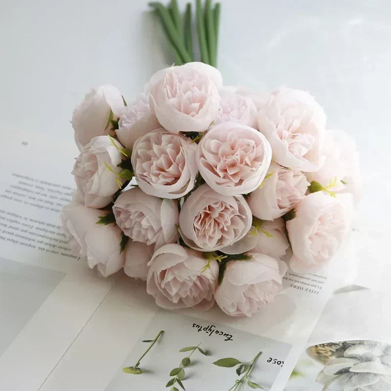 Arreglo floral de peonías de seda – Colección Tonos Románticos