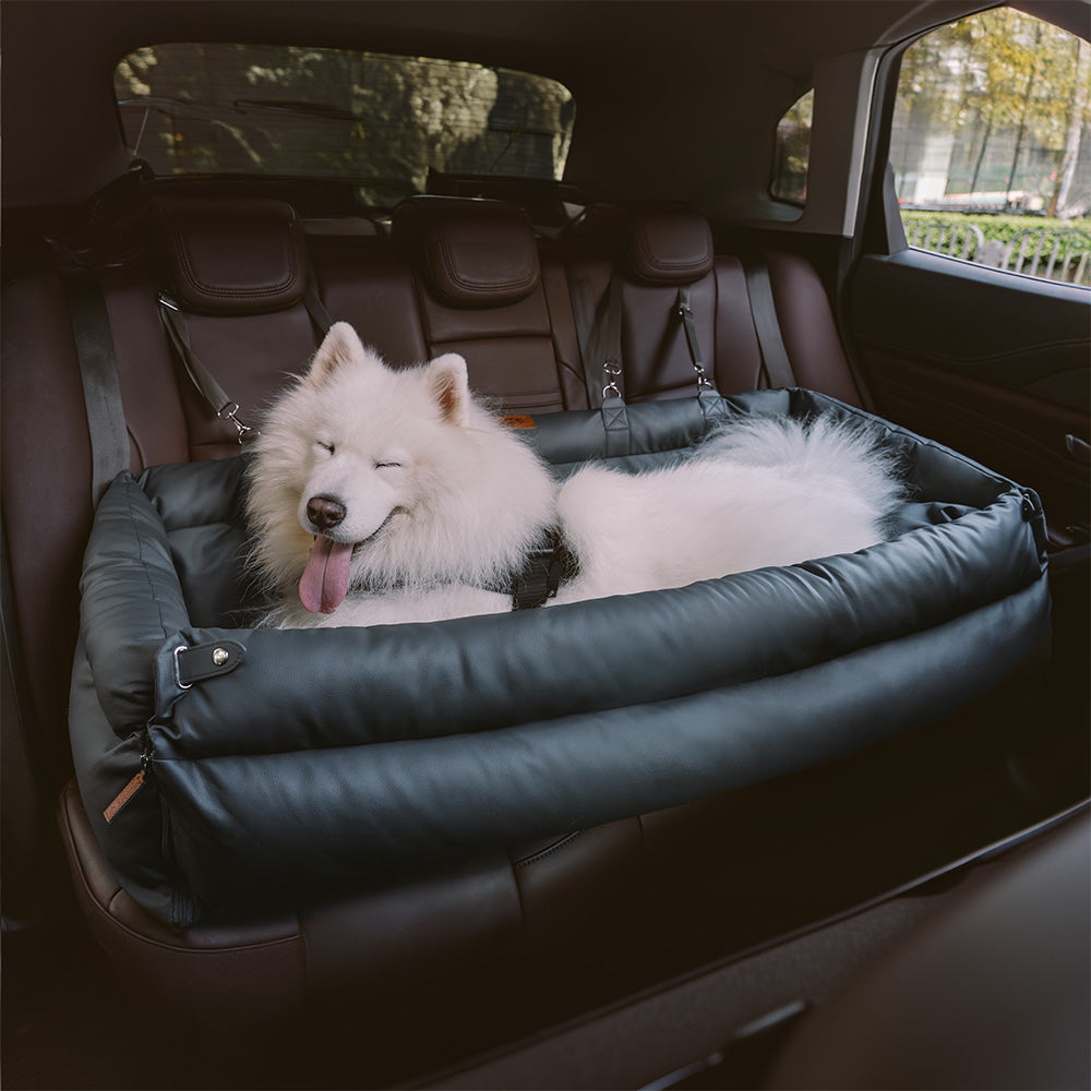 Asiento de coche de lujo para perros - Comodidad de cuero sintético