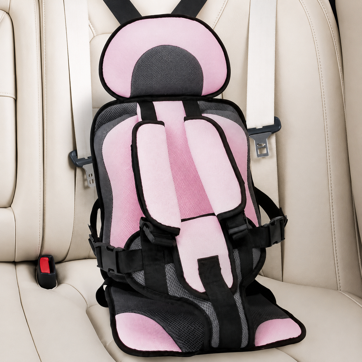 Asiento de Coche Portátil de Viaje con Arnés de Seguridad Reforzado de 5 Puntos