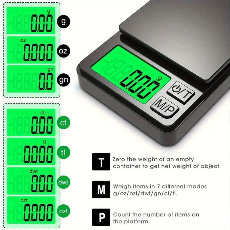 Báscula digital de bolsillo: capacidad de 1000 g, precisión de 0,1 g