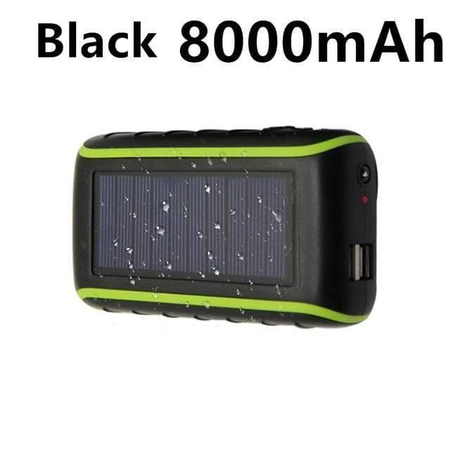 Batería externa solar USB con manivela y linterna