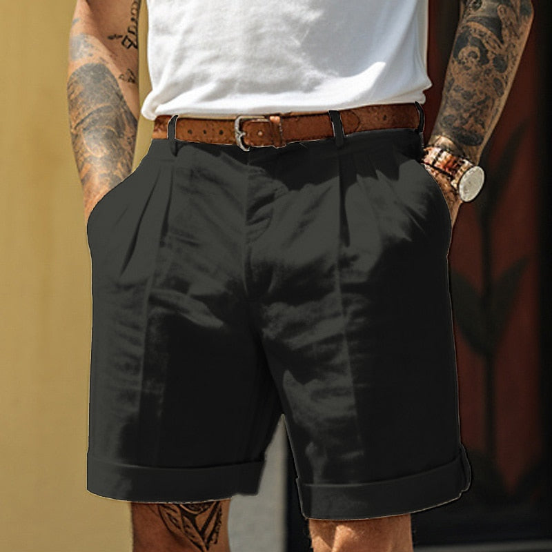 Bermuda para Hombre con Pinzas y Dobladillo
