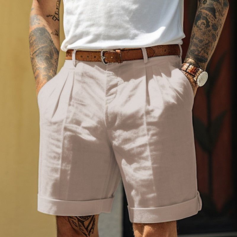 Bermuda para Hombre con Pinzas y Dobladillo