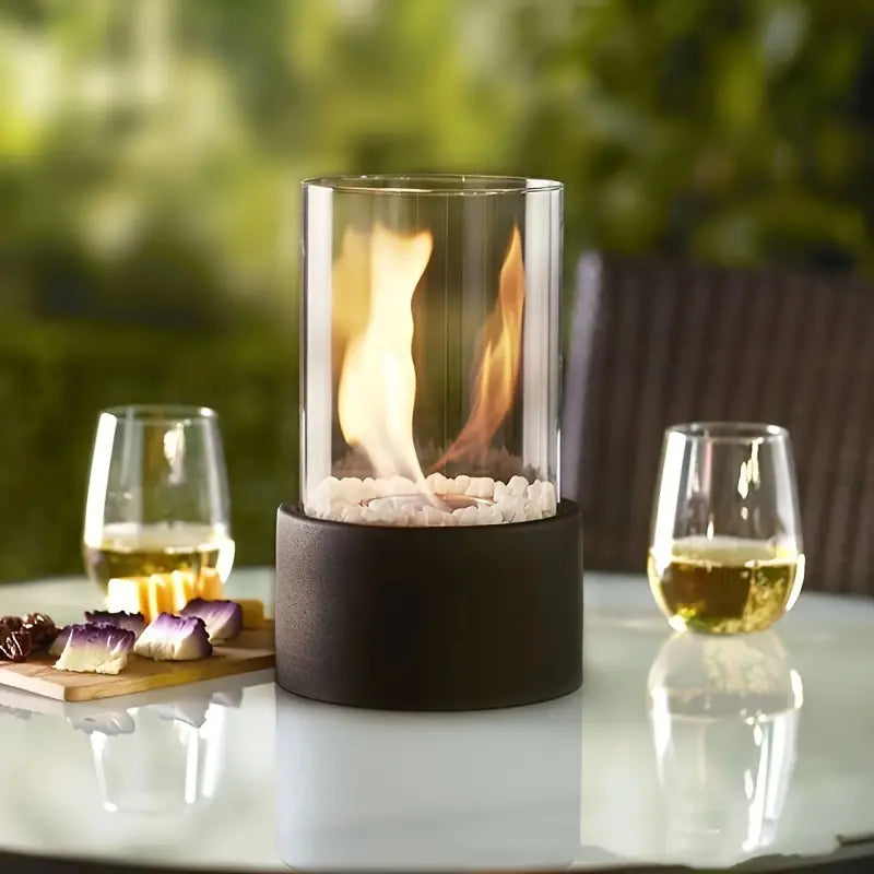 Biochimenea de Cristal Sin Humo – Chimenea Portátil de Sobremesa para Interior y Exterior