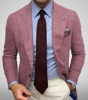 Blazer americana a cuadros para hombre con solapa de muesca