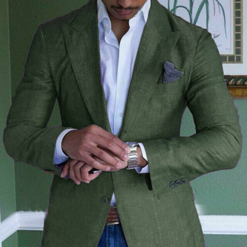 Blazer americana a cuadros para hombre con solapa de muesca