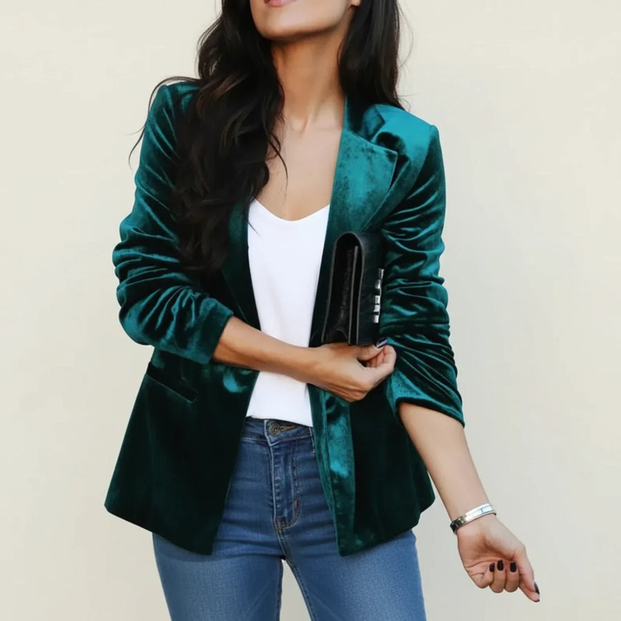 Blazer clásico de terciopelo para mujer