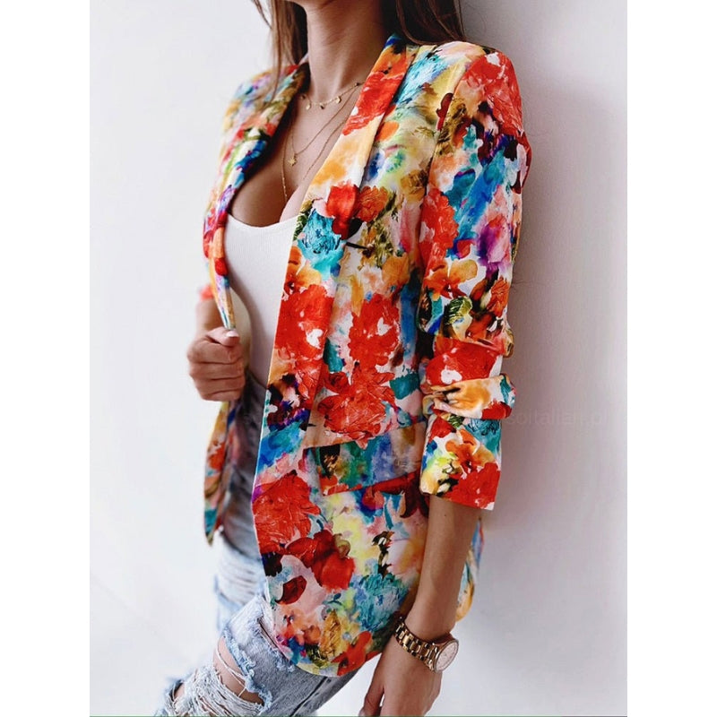 Blazer para mujer con estampado floral botánico