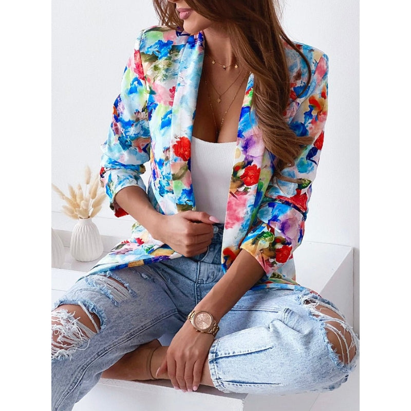 Blazer para mujer con estampado floral botánico