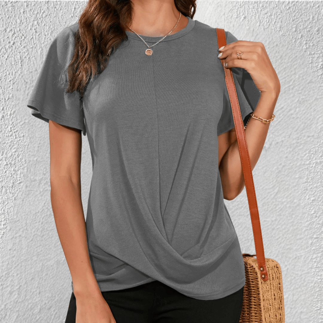 Blusa de mujer con cuello redondo y control de abdomen