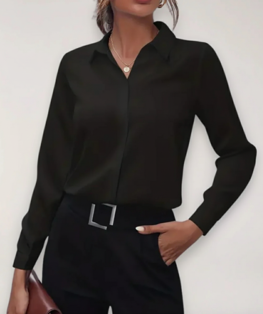 Blusa de mujer elegante abotonada para trabajo y uso diario