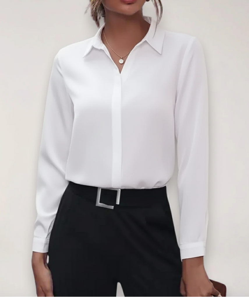 Blusa de mujer elegante abotonada para trabajo y uso diario