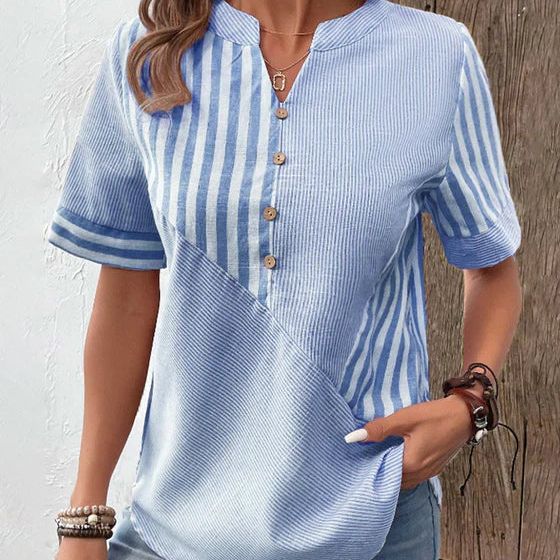 Blusa de rayas con botones para mujer