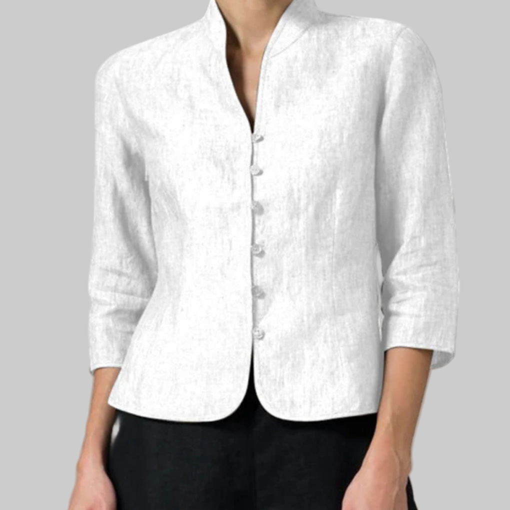 Blusa elegante para mujer con cuello mao