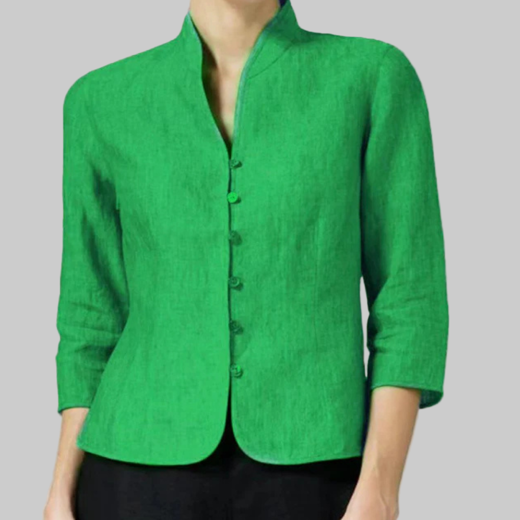 Blusa elegante para mujer con cuello mao
