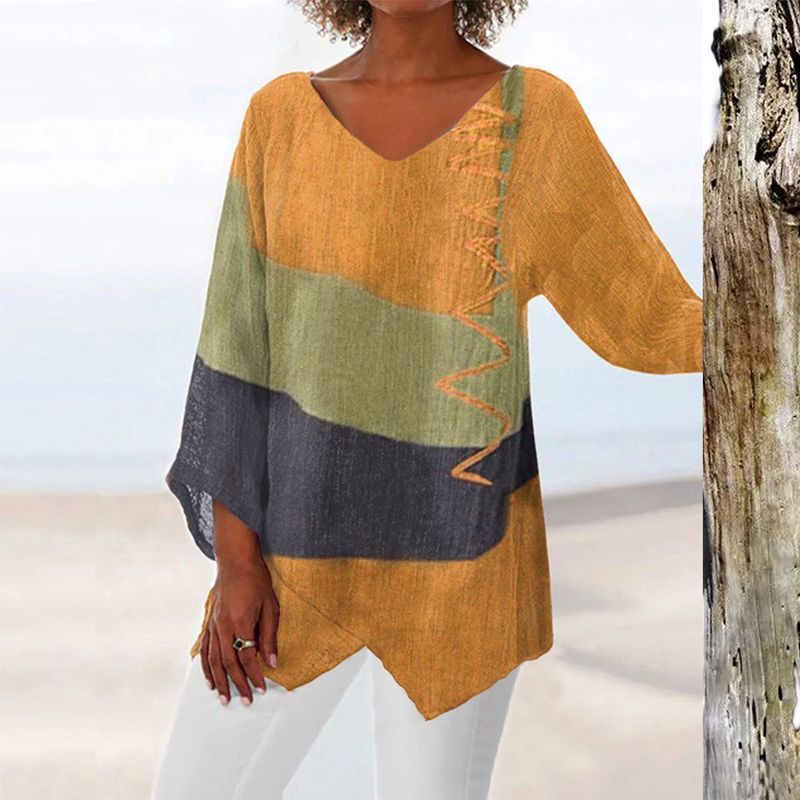 Blusa para mujer color block de manga larga
