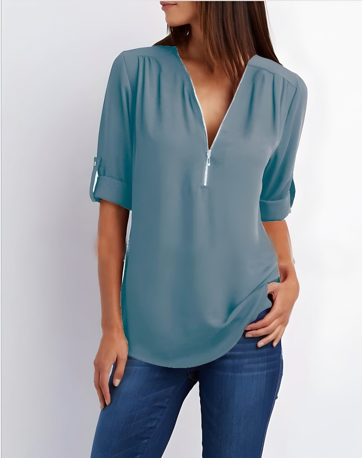 Blusa para mujer con cremallera frontal