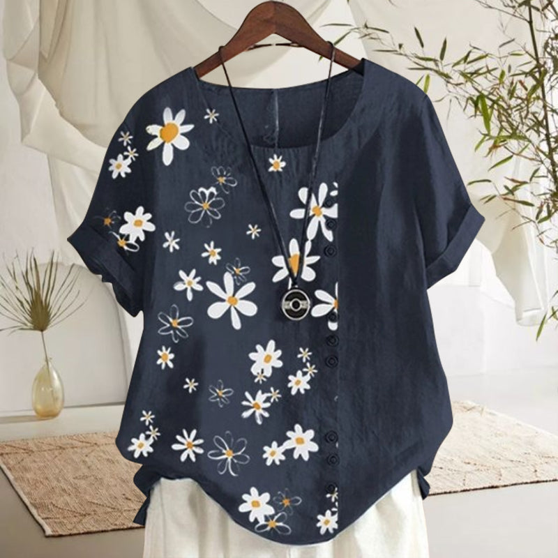 Blusa para mujer con cuello mao y estampado floral