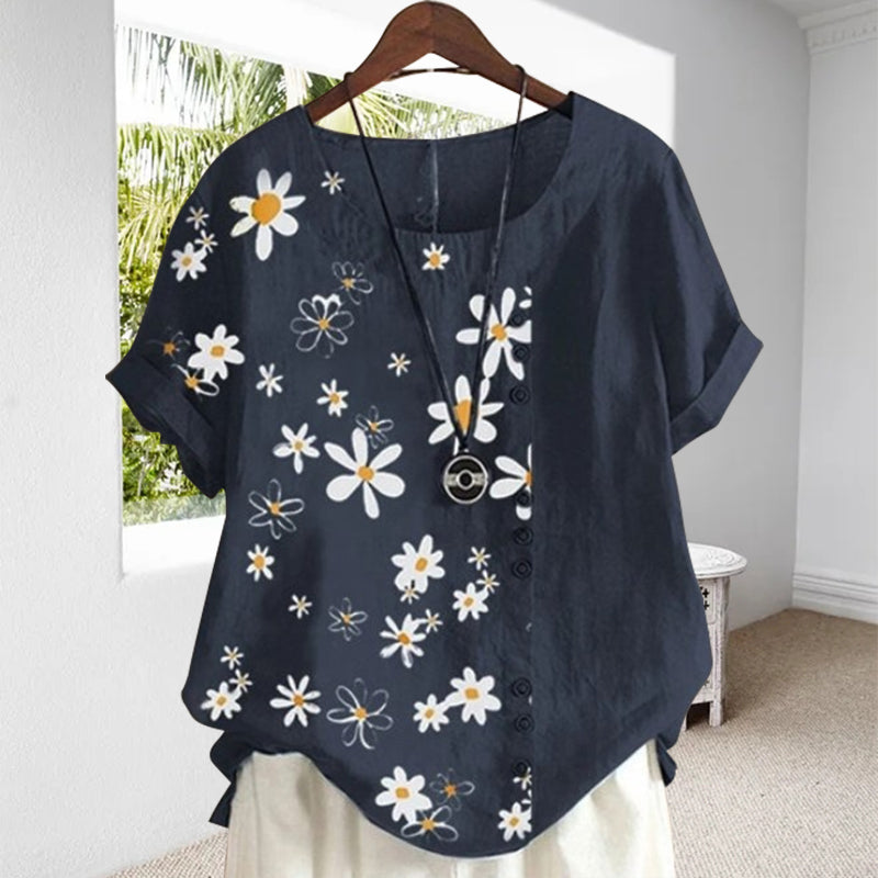 Blusa para mujer con cuello mao y estampado floral