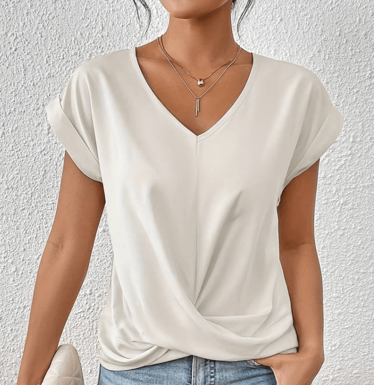 Blusa para mujer con cuello en V y efecto vientre plano