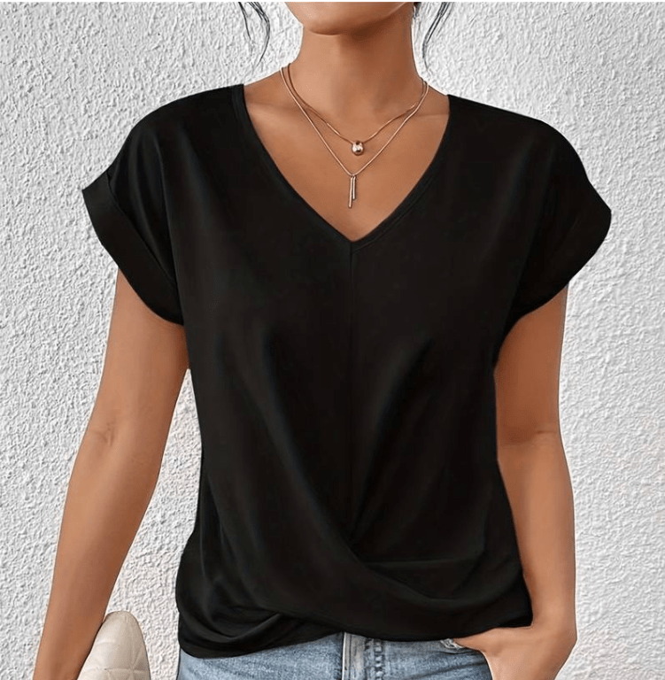 Blusa para mujer con cuello en V y efecto vientre plano