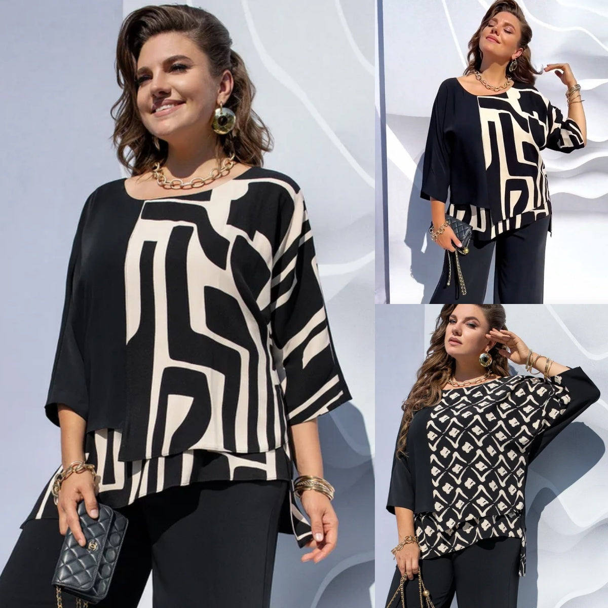 Blusa para Mujer con Estampado Gráfico y Capas