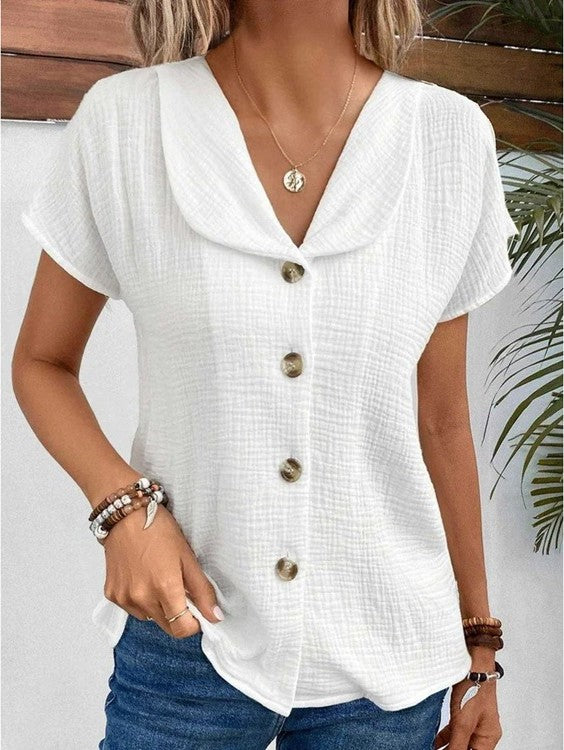 Blusa para mujer con textura y tira de botones