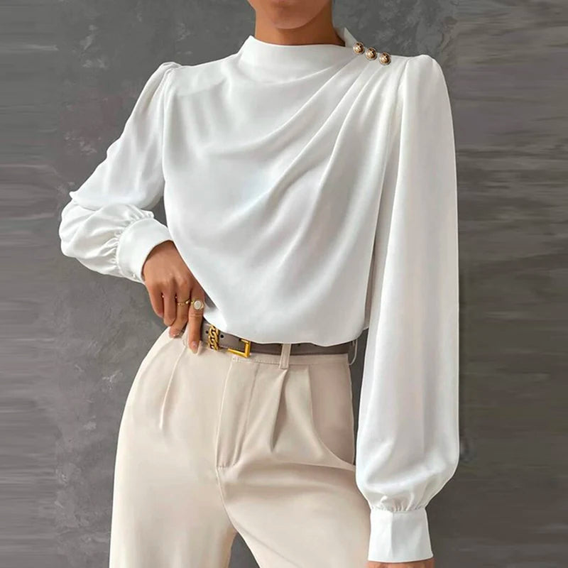 Blusa para mujer de manga larga con diseño fruncido