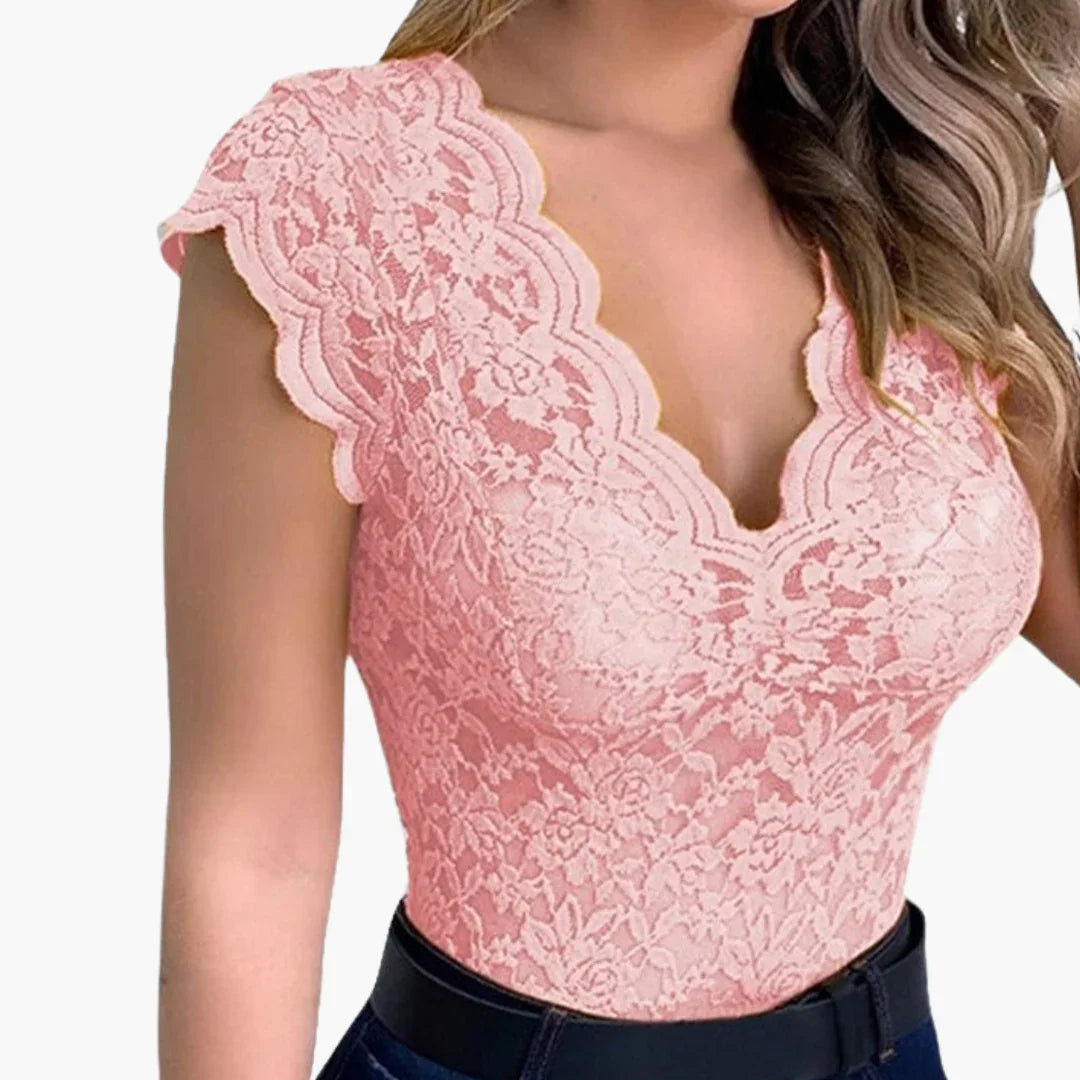 Body de encaje con patrón floral